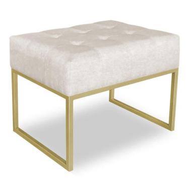 Imagem de Puff Lisa Suede Base Metálica Industrial Dourado Bege