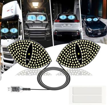 Imagem de 2 peças de luz ocular, luz de olho diabólico para para-brisas, luz de LED com olhos de diabo para carros, luz de carro de expressão do diabo, luz de olho de demônio para para-brisa frontal e traseira