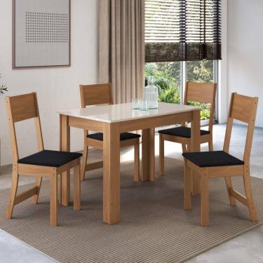 Imagem de Conjunto Sala de Jantar Fidelitá Veneza Com 4 Cadeiras Freijó/Off-White Assento Preto