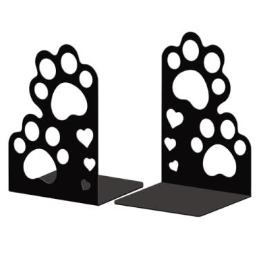 Imagem de Peacoblue Suporte de rolha de metal para prateleiras decorativas, 13,5 x 10,9 x 19 cm, moderno, criativo, resistente, suporte de suporte para estante de livros, 1 par (pata de gato fofa)