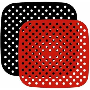 Imagem de Tapete Protetor de Silicone para Air Fryer, Antiaderente, Reutilizável, Quadrado, Resistente ao Calor, Livre de BPA, Cores Sortidas, Kit 2 Unidades
