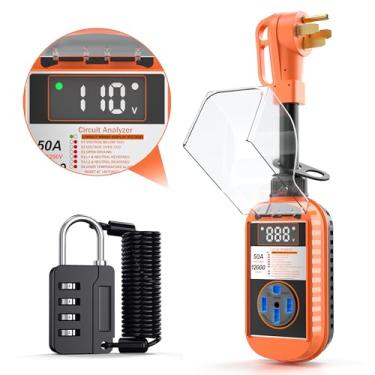 Imagem de ZEALBON Protetor De Surto Inteligente Para Rv, 50 Amperes, À Prova D'Água, 12.000 Joules Com Visor Lcd, Analisador De Circuito Para Rv Com Capa À Prova D'Água, Proteção De Tensão De Energia Para Rv,
