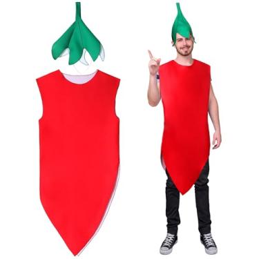 Imagem de Mepase Fantasia divertida de pimenta malagueta para adultos, fantasia divertida de gengibre para Halloween, Jalapeño, cosplay, vestido tamanho único