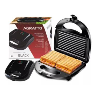 Imagem de Sanduicheira E Grill Elétrico 750w Black Agratto Sa-02 220V ou 110V, 2