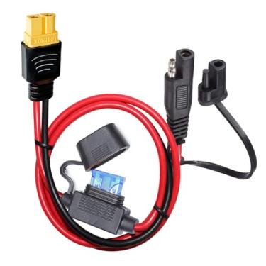 Imagem de YETOR Cabo de extensão de conector SAE para XT60 de 10AWG, com fusível de proteção de 15A para segurança, plugue SAE XT60 fêmea adaptador carregador cabo de painel solar para gerador solar estação de