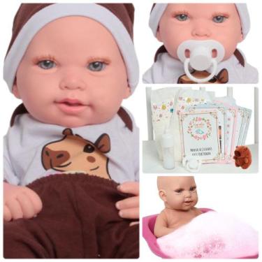 Imagem de Bebê Reborn Realista Roupa Capivara e Acessórios + Pelúcia - Cegonha R