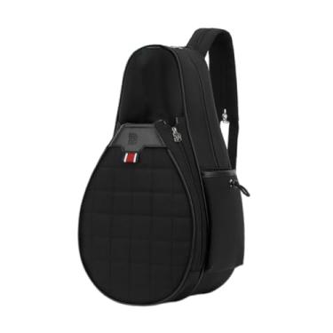 Imagem de UGPLM Mochila de tênis, elegante, multifuncional, resistente à água, portátil, com alça ajustável, bolsa de ginástica, bolsa esportiva para badminton, Grade Preta