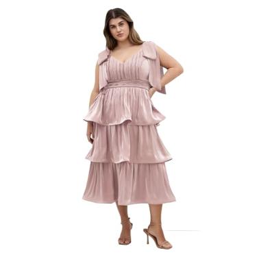 Imagem de City Chic Vestido feminino plus size - Betty Bow Midi, Champanhe rosa, 25 Plus Size