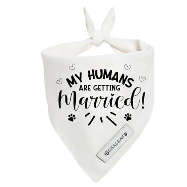 Imagem de Realeaf Bandana My Humans are Getting Married Dog, roupa de casamento para meninos e meninas, tecido durável premium, anúncio de noivado para cães grandes e GG (GG)