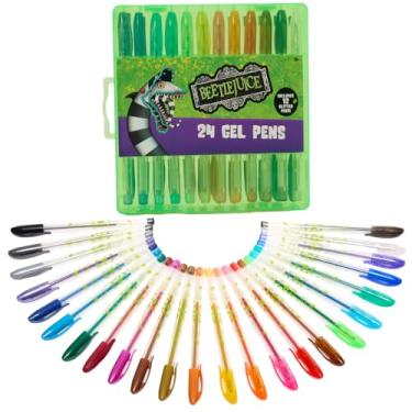 Imagem de Innovative Designs Beetlejuice Conjunto de canetas de gel para crianças, 24 unidades com canetas de gel com glitter, lindas canetas para crianças, adolescentes e adultos