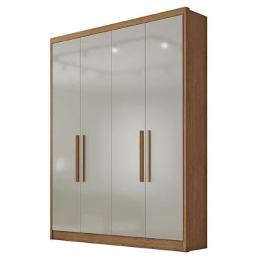 Imagem de Guarda Roupa Solteiro Sevilha 4 Portas 3 Gavetas Cumaru 25 Fendi – Novo Horizonte