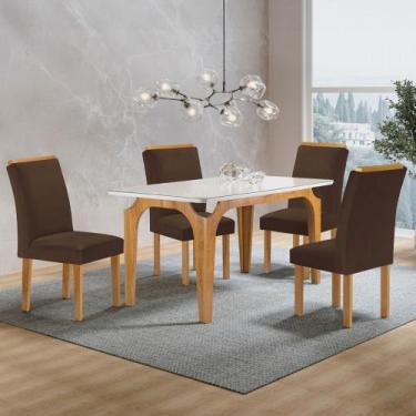 Imagem de Mesa de Jantar 4 Lugares Melina Luisa com Vidro Cinamomo/Off White/Mar