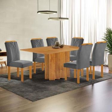Imagem de Mesa de Jantar 6 Lugares Lorena Celeste Cinamomo/Cinza - Cel Móveis, C
