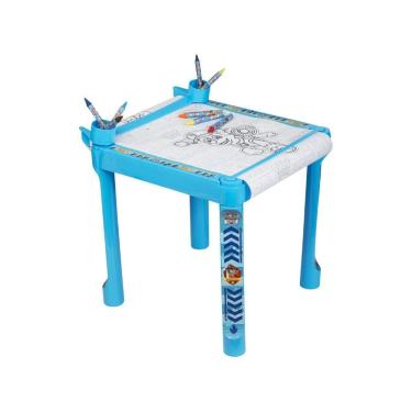 Imagem de Mesa Desenho Colorir Infantil Patrulha Canina Adesivo Lápis