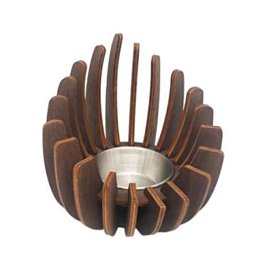 Imagem de Generic Porta-velas de madeira para velas, castiçal de madeira moderno, rústico, faça você mesmo, suporte decorativo para velas de mesa, para sala de estar e