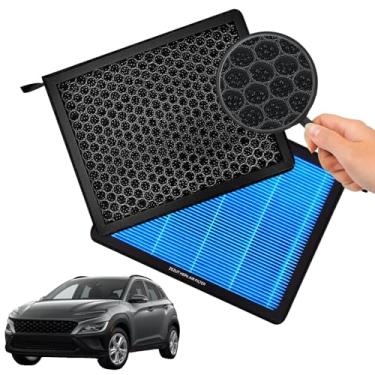 Imagem de Filtro de ar de cabine CF12160 compatível com modelos Hyundai e Kia: 18-23 Kona, 16-21 Tucson, Veloster, 20-23 Venue, 21-24 Seltos, 20-24 Soul, contas de carbono ativado