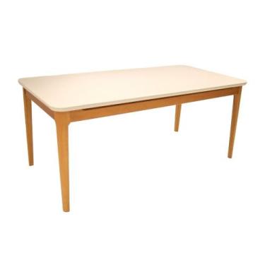 Imagem de Mesa de Jantar Londres 180x90 Madeira Cinamomo Com Vidro Off White - D