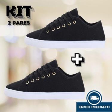 Imagem de Kit 2 Pares de Tênis casual e liso solado oconfortavel e leve exclusiv