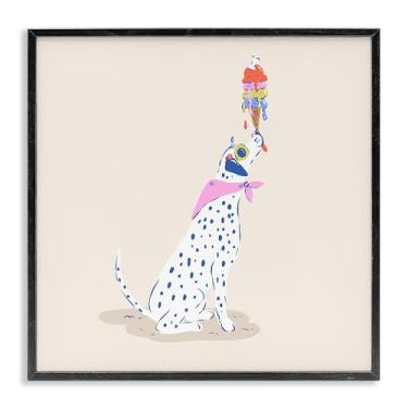 Imagem de Stupell Industries Design de arte giclée emoldurado preto dálmata e sorvete pingando por Krissy Mast, 61 x 61 cm