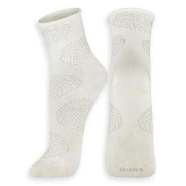 Imagem de Meia Feminina Lupo Sem Punho 4421 - 1 Par, Branca desenhada, 34/39