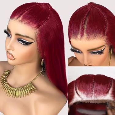 Imagem de Peruca 200% Densidade Borgonha Cabelo Humano 13X4 99j Perucas Frontais Borgonha Cabelo Humano 13X4 HD Transparente Liso Sem Cola Perucas de Cabelo Humano Pré-Arrancadas Pré-Cortadas Perucas Trançadas