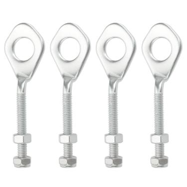 Imagem de Briny River 2 pares de ajustadores de eixo tensor de corrente de 12 mm, poço ajustador de 12 mm com porcas para quadriciclo quadriciclo 110cc 125cc motocicleta prata