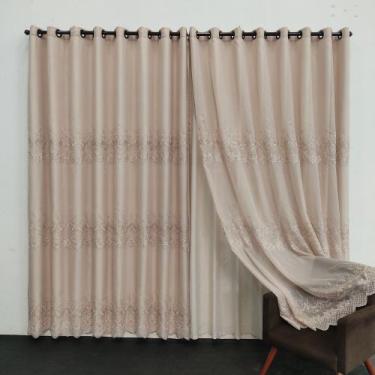 Imagem de Cortina Para Varão Voal Bordado Com forro Microfibra 4,00x2,30 - Salva