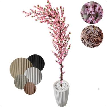 Imagem de Cerejeira Artificial Curva Sakura Rosa Bebe Grande Vaso Decoração - Fl