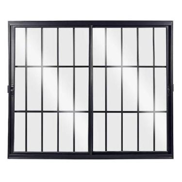 Imagem de Janela 2 folhas móveis com grade linha 18 modular preto - Prover Esqua