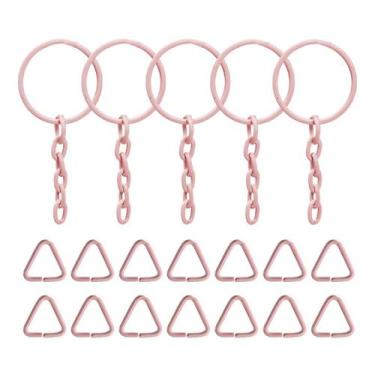 Imagem de Kit Completo Argolas Com Elo Para Chaveiro Rosa Bebê 100 Unidades