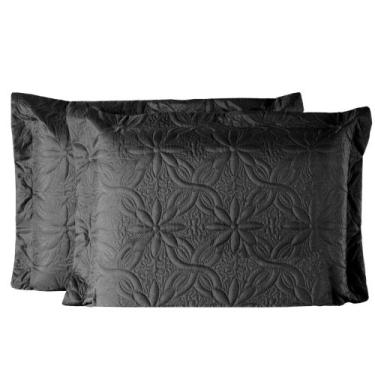 Imagem de Porta Travesseiros Floral 02 Peças Preto - Casaborda Enxovais