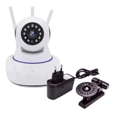 Imagem de Câmera Ip Sem Fio 360 3 Antenas Hd Wifi Rj45 Visão ONVIF Noturna Alarm