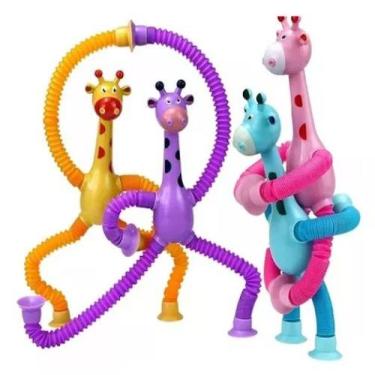 Imagem de Kit 4 Girafas Pop It Tubo Estica E Gruda Fidget Toys Tiktok - KAPBOM