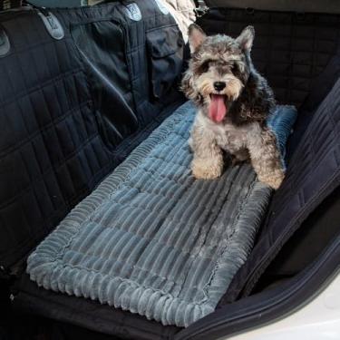 Imagem de NestlyMoly Cama de cachorro para carro, tapete de assento traseiro de viagem para veículo SUV, caminhão, Jeep automóvel, grande, lavável, dobrável, antiderrapante, macio, macio, confortável, extensor