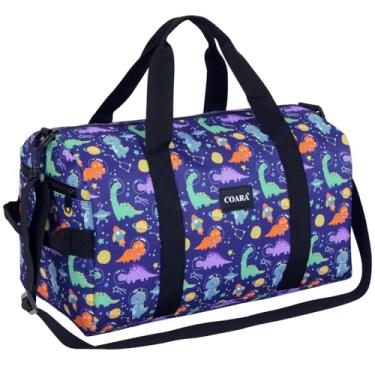 Imagem de Bolsa esportiva infantil para meninos e meninas, bolsa de mão personalizada para viagem, academia, esporte e dança, Multicor, Azul dinossauro