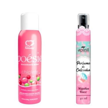 Imagem de Kit Desodorante Íntimo Feminino Chiclete 150ml com Perfume Íntimo Algodão Doce 40ml Frescor e Aromas Delicados