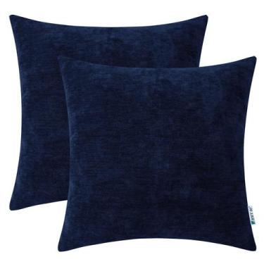 Imagem de Capas de almofada HWY 50 azul marinho, 50 x 50 cm, chenille, conjunto 