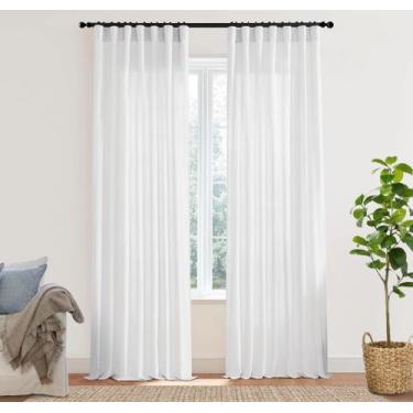 Imagem de Cortinas XTMYI White Linen Sheer 274 cm de comprimento, sala de estar 