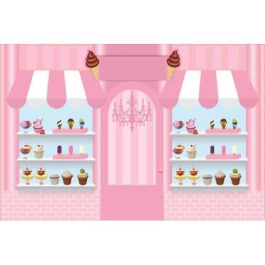 Imagem de Painel de Lona Sorveteria Rosa - Fabrika de Festa, 300x170cm