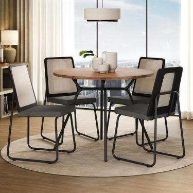 Imagem de Conjunto Sala de Jantar 4 Cadeiras Domani Preto Carraro