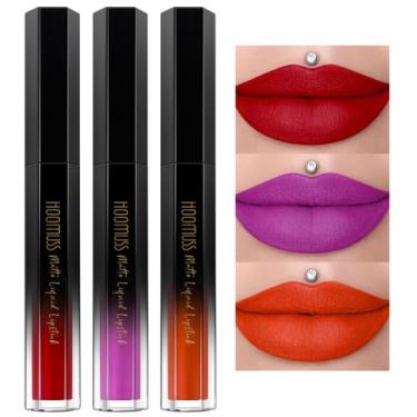 Imagem de Conjunto de batons HOOMUSS, líquido fosco de longa duração, 3 unidades