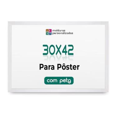 Imagem de Moldura 30x42 cm Quadro A3 Parede Poster Certificado Diploma Arte Proteção PETG(Branco)