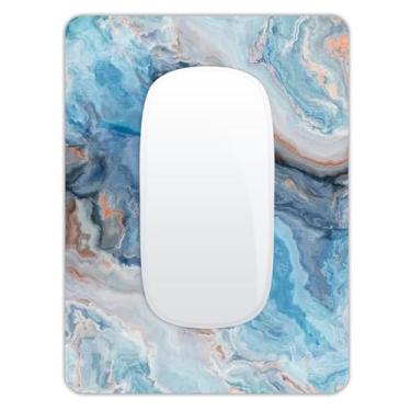 Imagem de Mini tapete de rato 15 x 20 cm com base de borracha antiderrapante, tapete de rato pequeno quadrado bonito para bandeja de teclado, computadores portáteis, rato sem fios, casa, escritório, viagem, durável e à prova d'água (mármore colorido abstrato 01)