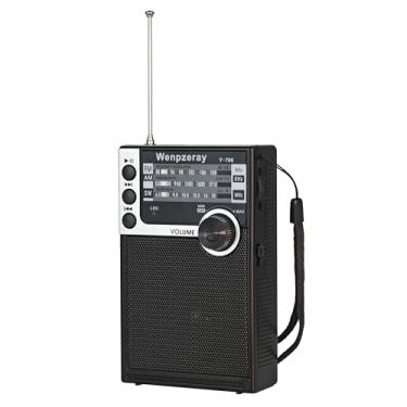 Imagem de Wenpzeray Y-706 Rádio portátil de bolso AM FM SW Band Receptor operado por bateria com bom som alto pequeno alto-falante suporta USB/TF Card Play Fone de ouvido para emergência interna e externa