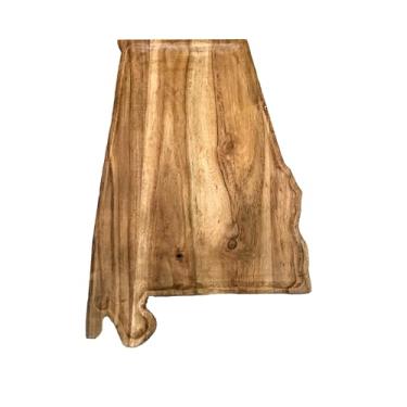 Imagem de IHI est. 1986 Tábua de cortar travessa de servir 26 x 39 cm de madeira natural em forma de Alabama