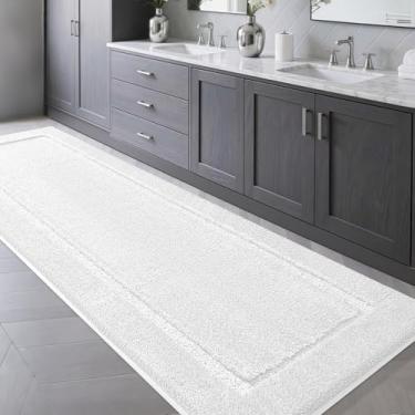 Imagem de Tapetes de banheiro 150 x 50 cm, tapete de banho absorvente de microfibra macia e grossa, forro antiderrapante, tapetes de banho laváveis na máquina para piso de banheiro, banheira e chuveiro