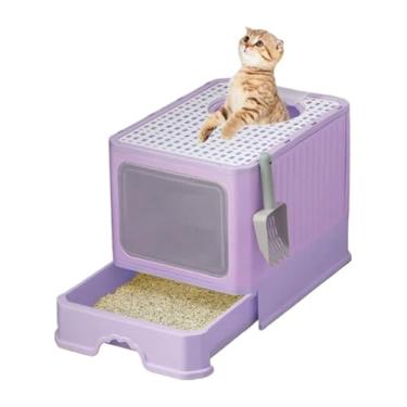 Imagem de Banheiro de gato Filtro Anti Odor e Pazinha Caixa de Areia Fechada para gatos(Lilás)