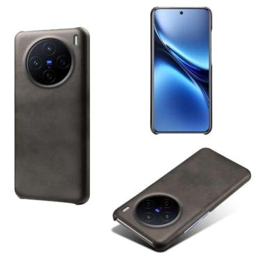 Imagem de Capa para vivo X200 Pro Mini 5G,Proteção contra quedas,Casca de volta de cor sólida simples,Design de couro de imitação de plástico-Black