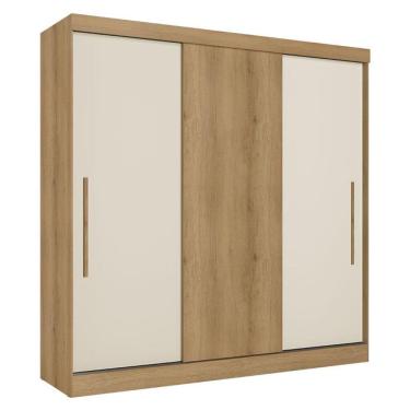 Imagem de Guarda Roupa Casal Vision 3 Portas Capuccino Cacau Off White Flex Acetinado - THB