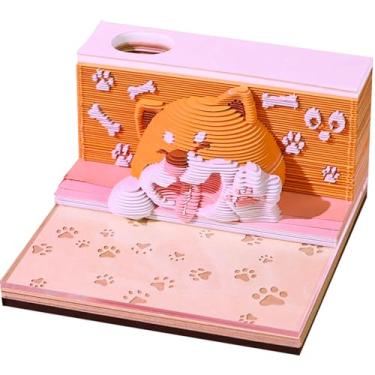 Imagem de Calendário Time Piece 2026-3D 2026 blocos de notas 3D DIY Art Memo Pad, presente criativo de entalhe em papel para escola, escritório em casa (cachorro fofo ri frequentemente)